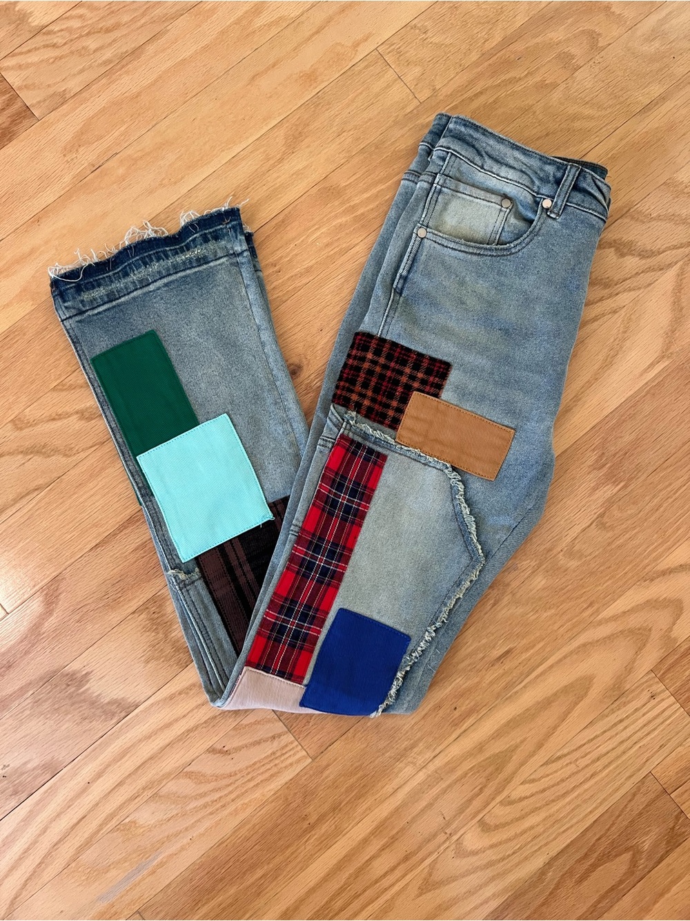 RÊVES PARIS Patchwork Carpenter Jeans | Double Knee Distressed | Size 30